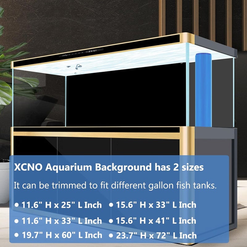 XCNO Blue Black Aquarium Background Poster Fish Tank Background Wallpaper Aquarium Backdrop Double-Sided Fish Tank Decorations Paper 20"x 60" - Image 2